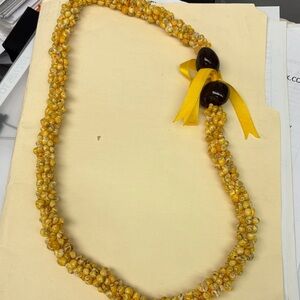 Hawaii Yellow Beaded Necklace with Brown Accents - for all occasions- NWOT